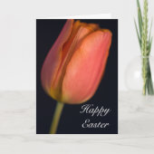 レッドチューリップオンブラックハッピーイースター シーズンカード (正面)