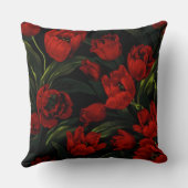 レッドチューリップオンブラック装飾用クッション クッション (裏面)