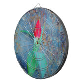 レッドチューリップオンブルーグレー石板 ダーツボード (正面右)