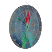 レッドチューリップオンブルーグレー石板 ダーツボード (正面左)