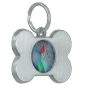 レッドチューリップオンブルーグレー石板 ペットネームタグ (正面左)