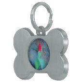 レッドチューリップオンブルーグレー石板 ペットネームタグ (正面右)