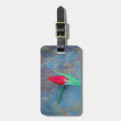 レッドチューリップオンブルーグレー石板 ラゲッジタグ (正面縦)