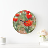 レッドチューリップガーデン ラージ壁時計 (ホーム)