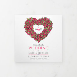 レッドチューリップハートアートの物語結婚の献身 三つ折りプログラム