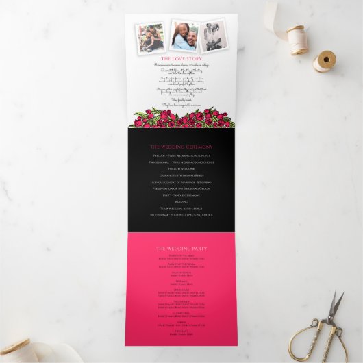 レッドチューリップハートアートの物語結婚の献身 三つ折りプログラム (内部)