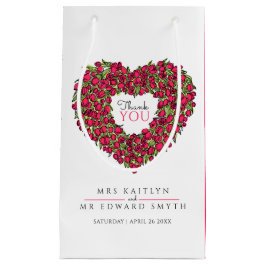 レッドチューリップハート感謝していアートユー結婚式の引き出物 スモールペーパーバッグ