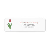 レッドチューリップパステルフラワー差出人住所ラベル ラベル (正面)