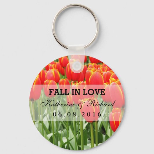 レッドチューリップフィールド結婚式の引き出物キーチェーン キーホルダー (正面)