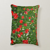 レッドチューリップフラワーフィールド自然撮影 アクセントクッション (裏面(縦))