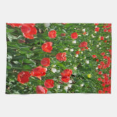 レッドチューリップフラワーフィールド自然撮影 キッチンタオル (横)