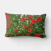 レッドチューリップフラワーフィールド自然撮影 ランバークッション (裏面)