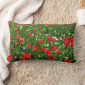 レッドチューリップフラワーフィールド自然撮影 ランバークッション (ブランケット)