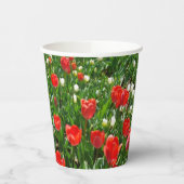 レッドチューリップフラワーフィールド自然撮影 紙コップ (左)