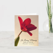 レッドチューリップフラワー春葬儀記念悔やみや弔慰 サンキューカード (正面)