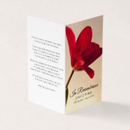 レッドチューリップフローラ春葬儀記念祈りの言葉 名刺