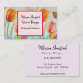 レッドチューリップフローラ花水彩名刺 名刺 (正面/裏面)