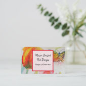 レッドチューリップフローラ花水彩名刺 名刺 (スタンド正面)