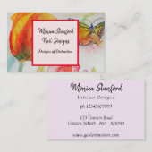 レッドチューリップフローラ花水彩名刺 名刺 (正面/裏面)