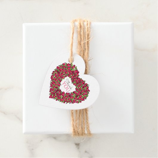 レッドチューリップ感謝していハートアートユー結婚式の引き出物ラベル フェイバータグ (インサイチュ)