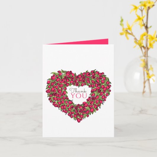 レッドチューリップ感謝していハートアート結婚の写真 カード (黄色い花)