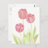 レッドチューリップ春フラワーコテージガーデンアート ポストカード (正面/裏面)