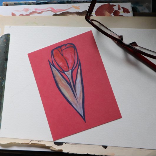 レッドチューリップ春自然 ポストカード