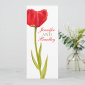 レッドチューリップ結婚の緑の披露宴ディナーメニュー メニュー (スタンド正面)