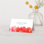 レッドチューリップ結婚ズ折り畳み座席表 プレイスカード (裏面)