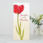 レッドチューリップ結婚式のレセプションディナーメニュー 招待状 (スタンド正面)