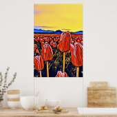 レッドチューリップ絵画フィールドのポスター ポスター (キッチン)