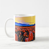 レッドチューリップ絵画フィールド コーヒーマグカップ (左)