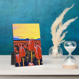 レッドチューリップ絵画フィールド フォトプラーク