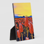 レッドチューリップ絵画フィールド フォトプラーク (側面)