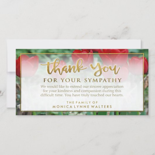 レッドチューリップ黄金ありがとうお見舞いカード サンキューカード (正面)