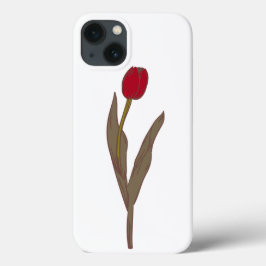 レッドチューリップ – ヴィンテージフローライラストレーション iPhone 13ケース