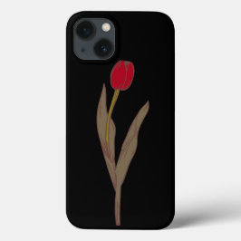 レッドチューリップ – ヴィンテージフローライラストレーション iPhone 13ケース