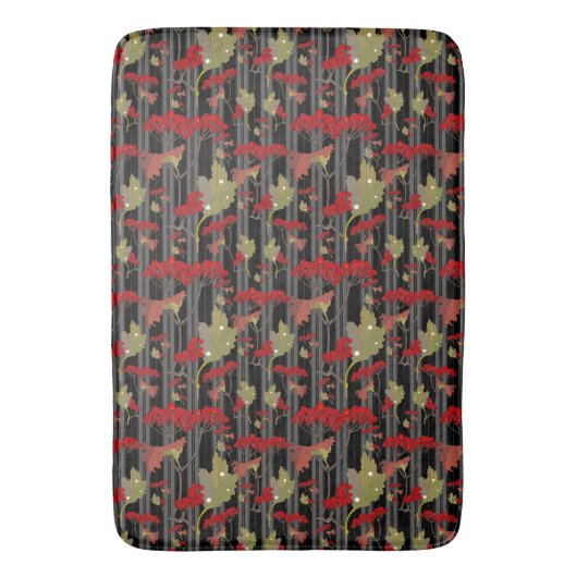 レッドチョケベリーボタニカルベリーストライプ類 バスマット (正面縦)