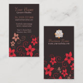 レッドチョックトロピカルフローラ垂直名刺 名刺 (正面/裏面)