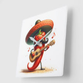 レッドチリペッパーミュージシャン スクエア壁時計 (傾斜)