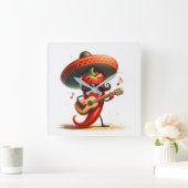 レッドチリペッパーミュージシャン スクエア壁時計 (ホーム)