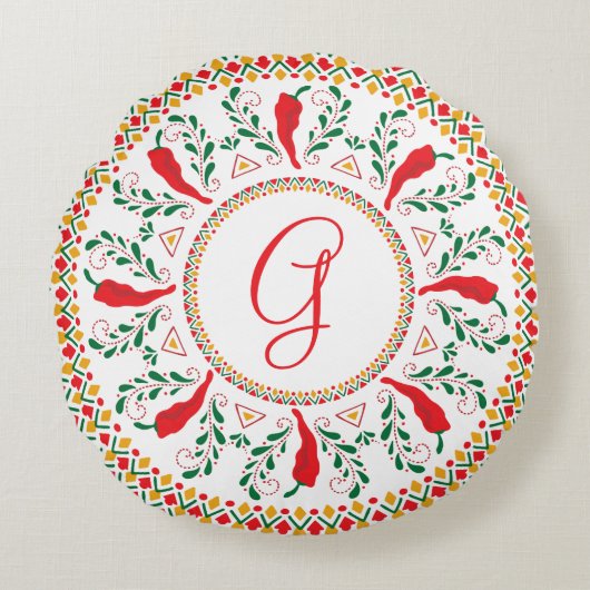 レッドチリペッパーリース ラウンドクッション (正面)