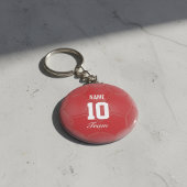 レッドチームのサッカーボールパーソナライズされた名 キーホルダー