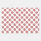 レッドチーム色バレーボール3pcコーディネート ラッピングペーパーシート (正面3)