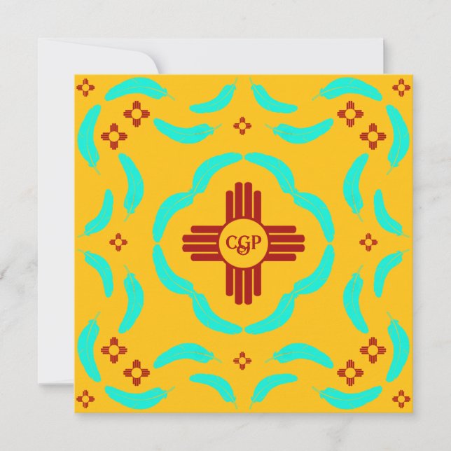 レッドツィアシンボルニューメキシコターコイズ羽 (正面)