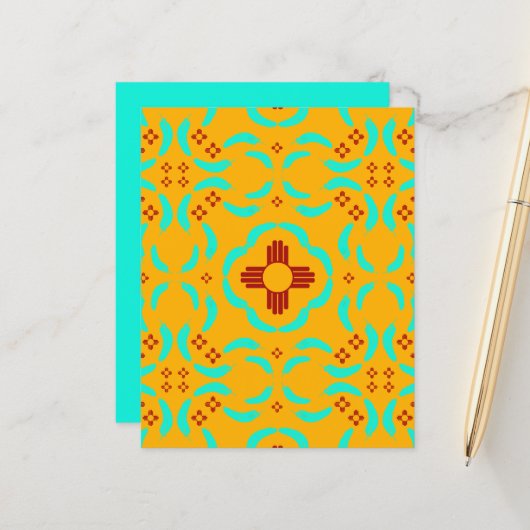 レッドツィアシンボルニューメキシコターコイズ羽 (正面/裏面インサイチュ)