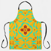 レッドツィアシンボルニューメキシコターコイズ羽 エプロン (正面)