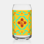 レッドツィアシンボルニューメキシコターコイズ羽 ガラス缶 (正面)