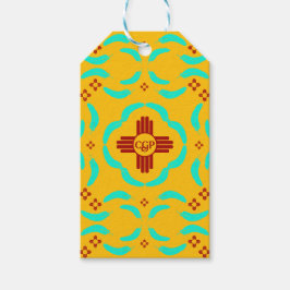 レッドツィアシンボルニューメキシコターコイズ羽 ギフトタグ