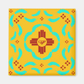 レッドツィアシンボルニューメキシコターコイズ羽 マグネット (正面)